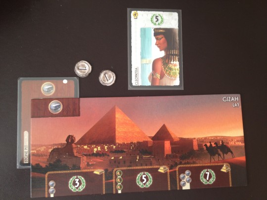 The player plays a Stone Pit with his first card and can now produce 2 Stone. The Stone Pit is free to build.
