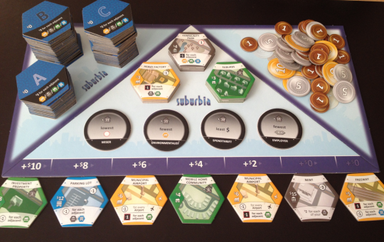The Main Suburbia board is set up and ready to go!