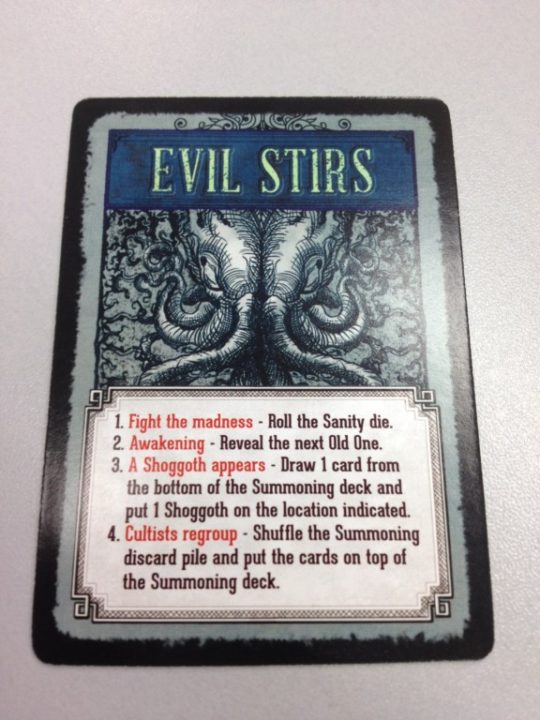 Pandemic: Reign of Cthulhu evil stirs card