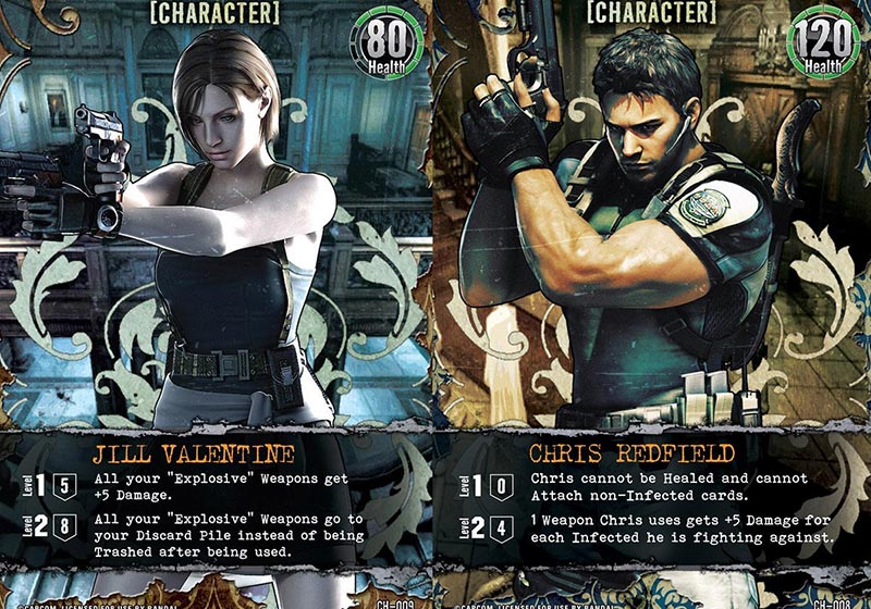 Resident Evil Deck Building Game Jill Valentine Chris Redfield Cards