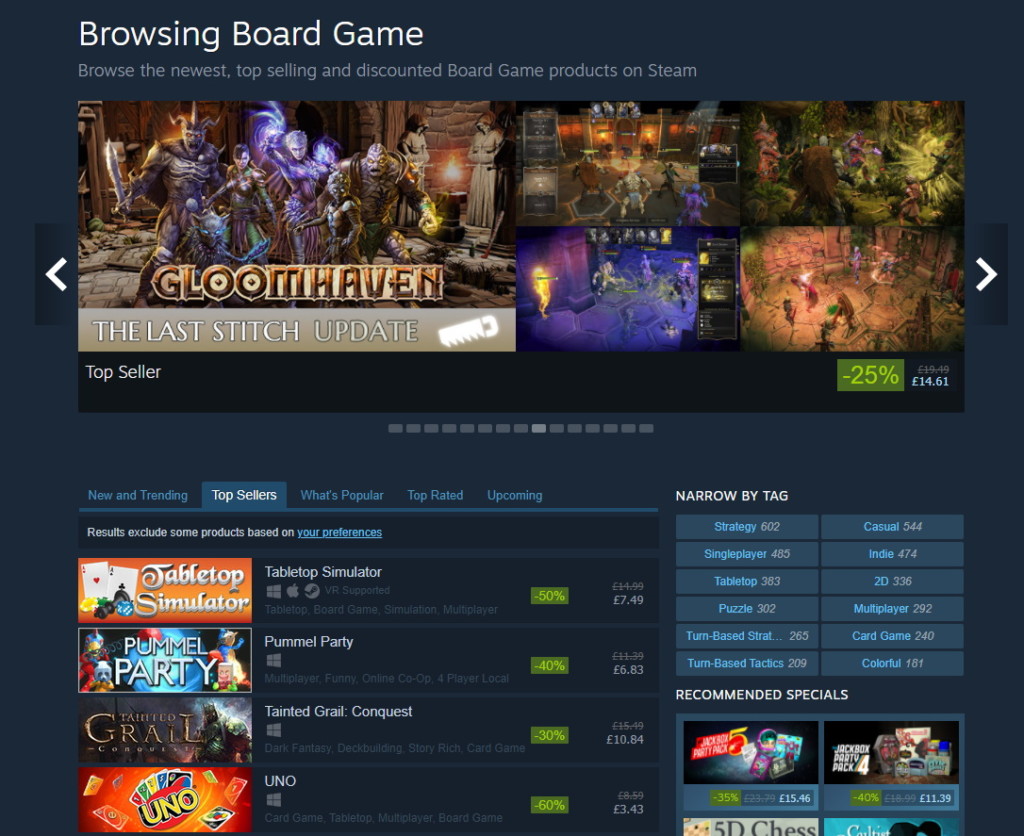 Steam Digital Board Game Listing Page Screenshot

